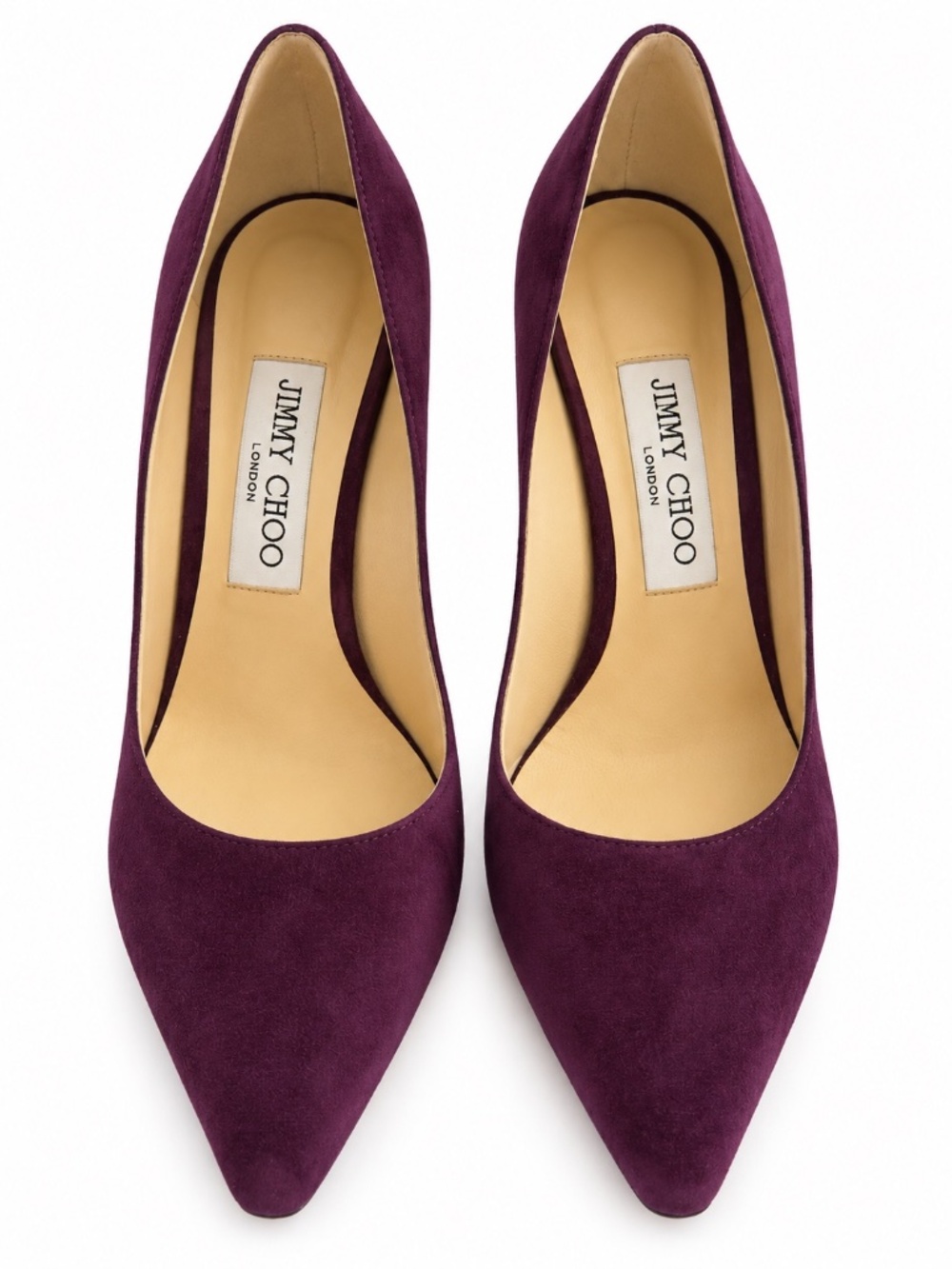 Jimmy Choo Plum Burgundy Suede Pointed Toe Pumps Heels Size 37